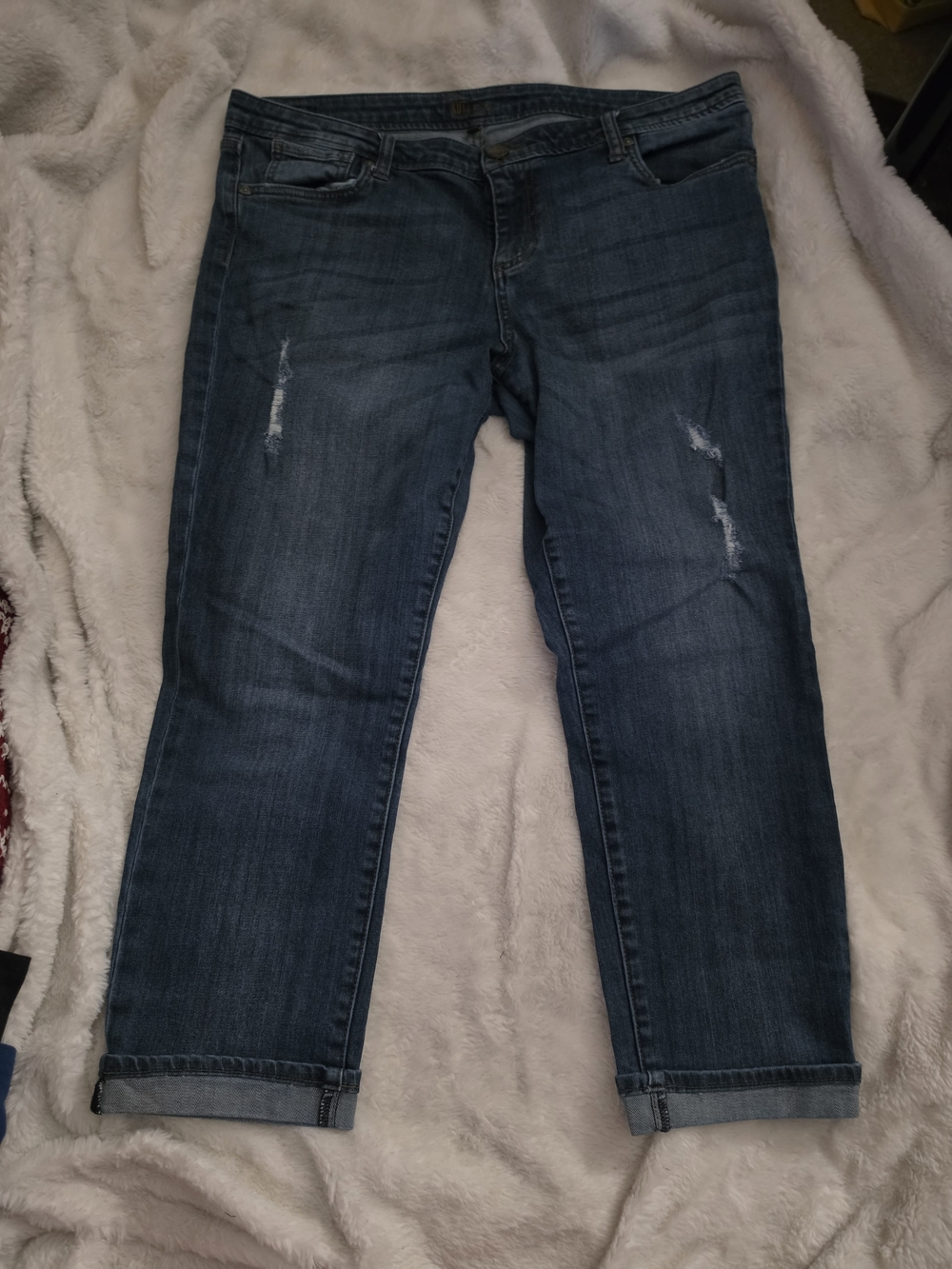 Kut from the Kloth Dark Blue Cropped Distressed Jeans